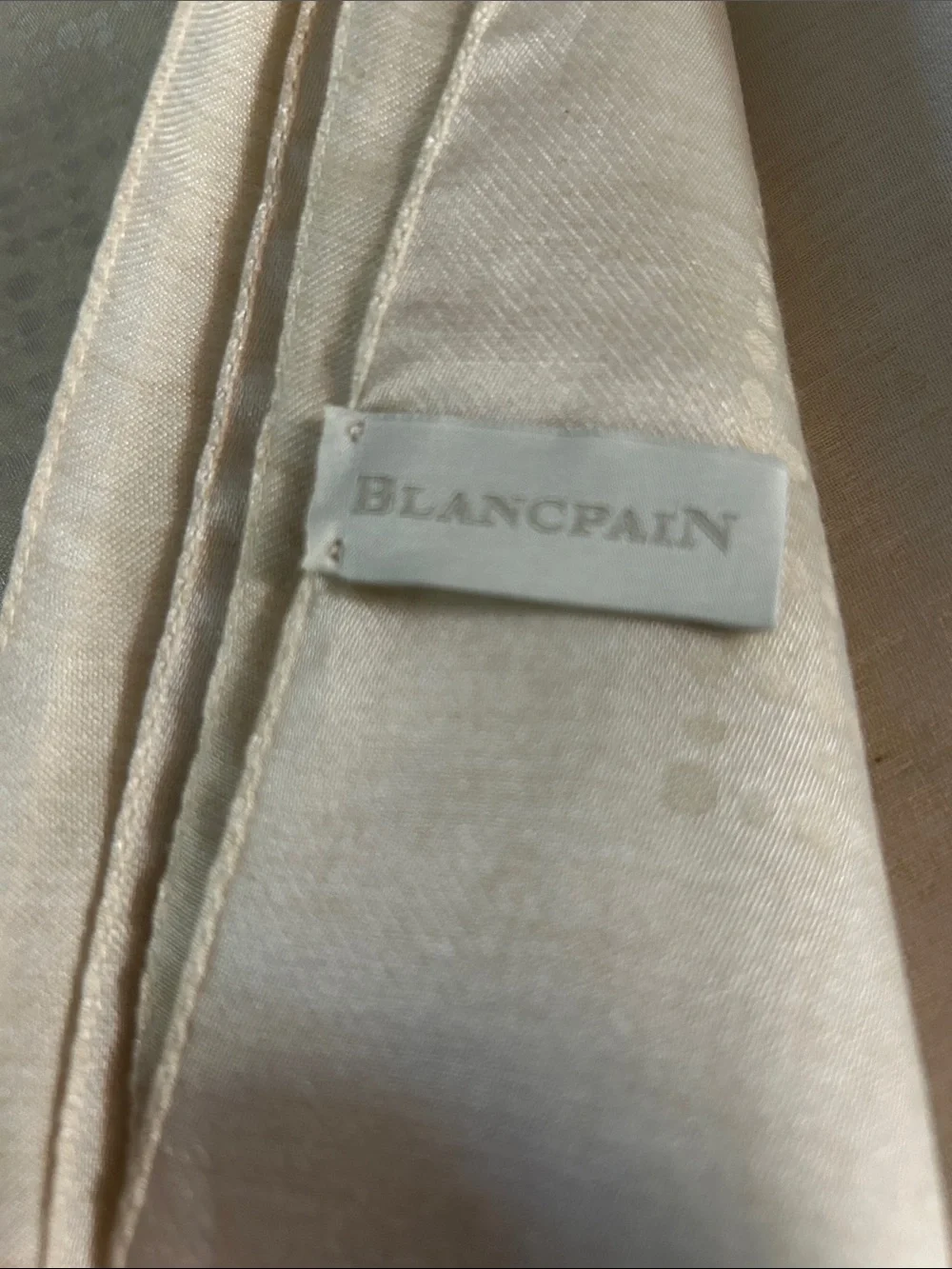 Blancpain 60% Cotton 40% Silk Scarf Made in Italy Cream Colored New in Box NWT